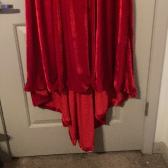 Hebeos| Sweetheart A-Long Red Mermaid Velvet Prom Dress| Sz M - Picture 4 of 15